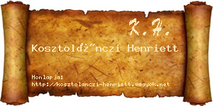 Kosztolánczi Henriett névjegykártya